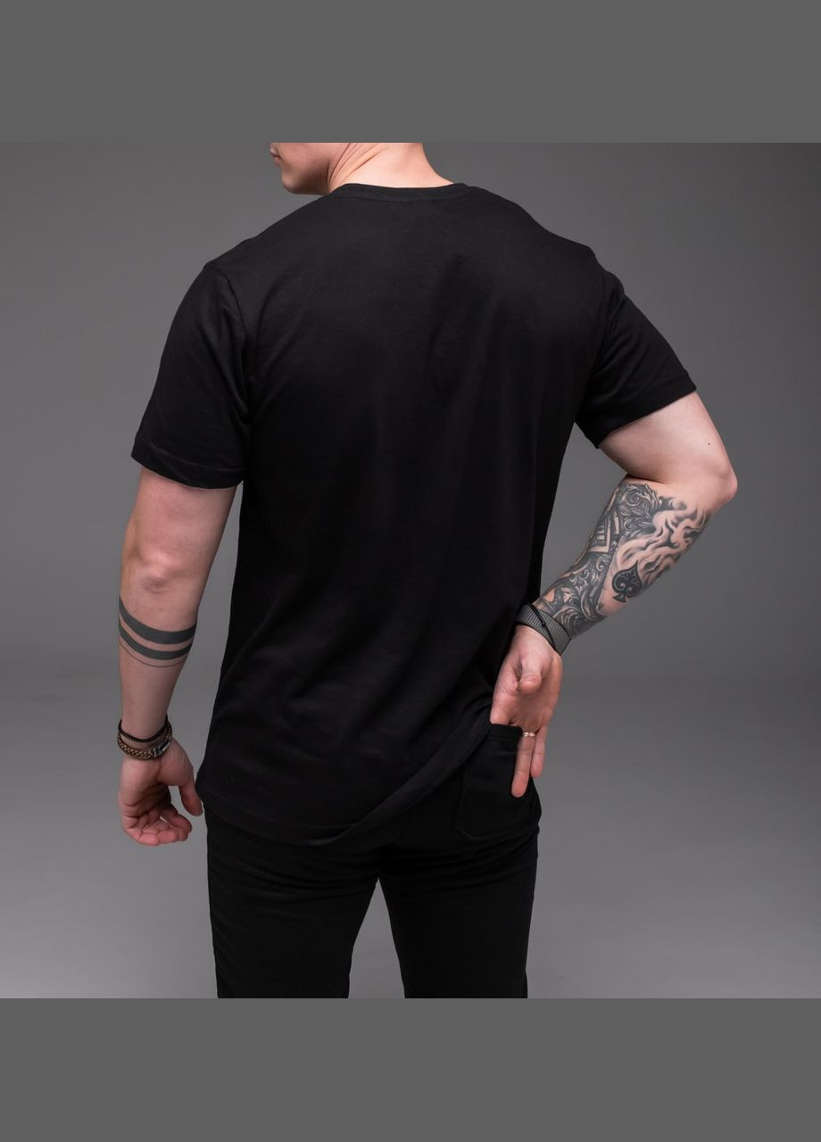 Черная базовая футболка из хлопка с коротким рукавом Vakko