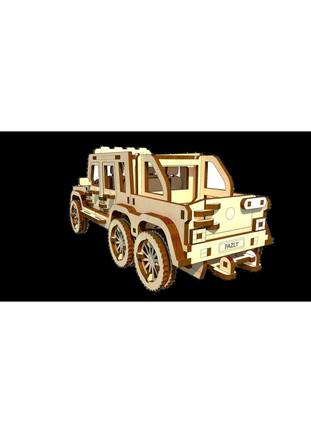 3D пазли дерев'яний конструктор Пікап 6х6 174 дет (OPZ-001) Pazly (364113027)
