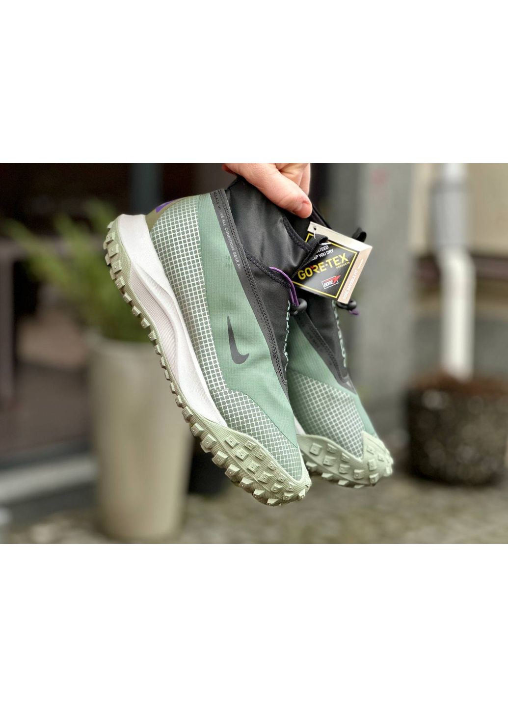 Сірі Осінні кросівки чоловічі nike acg mountain fly gore-tex green black найк асж маунс флай No Brand