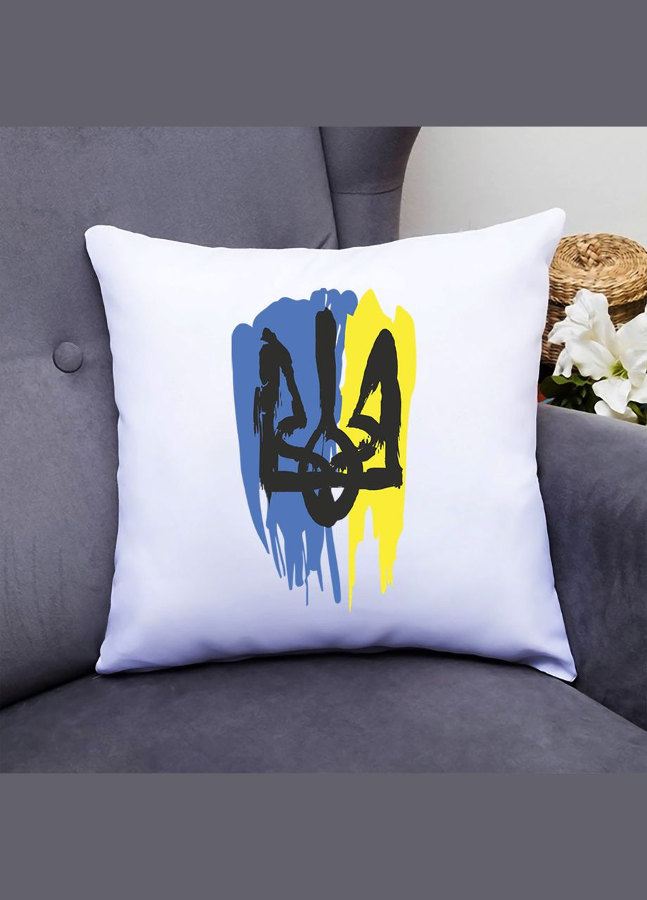 Подушка декоративная с принтом "Черный герб Украины на сине-желтом пятне" Push IT Кавун (316095562)
