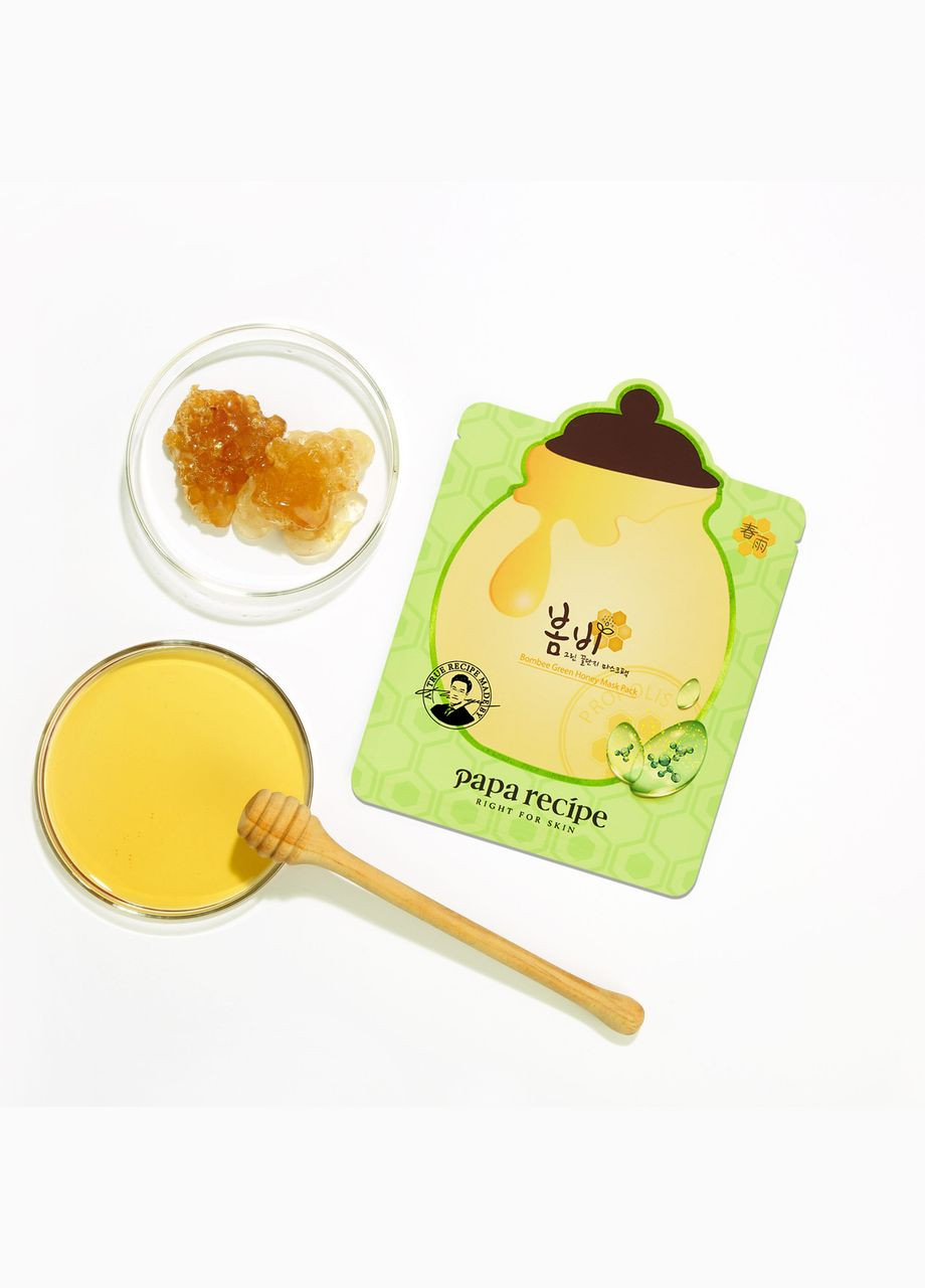 Успокаивающая тканевая маска с экстрактом меда Bombee Green Honey Mask 25 g Papa Recipe (282311403)