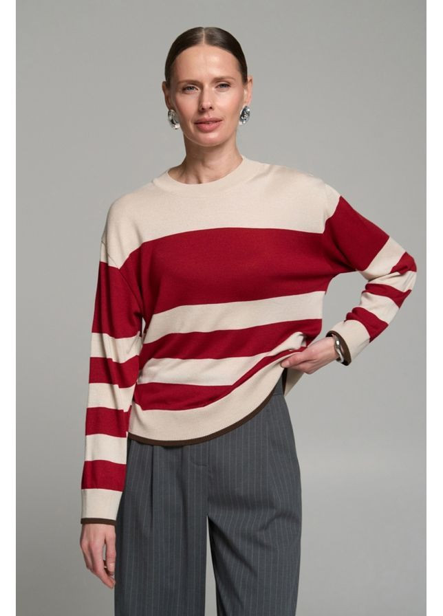 Комбинированный джемпер 2833 перламутр-бургунди Triko Bakh