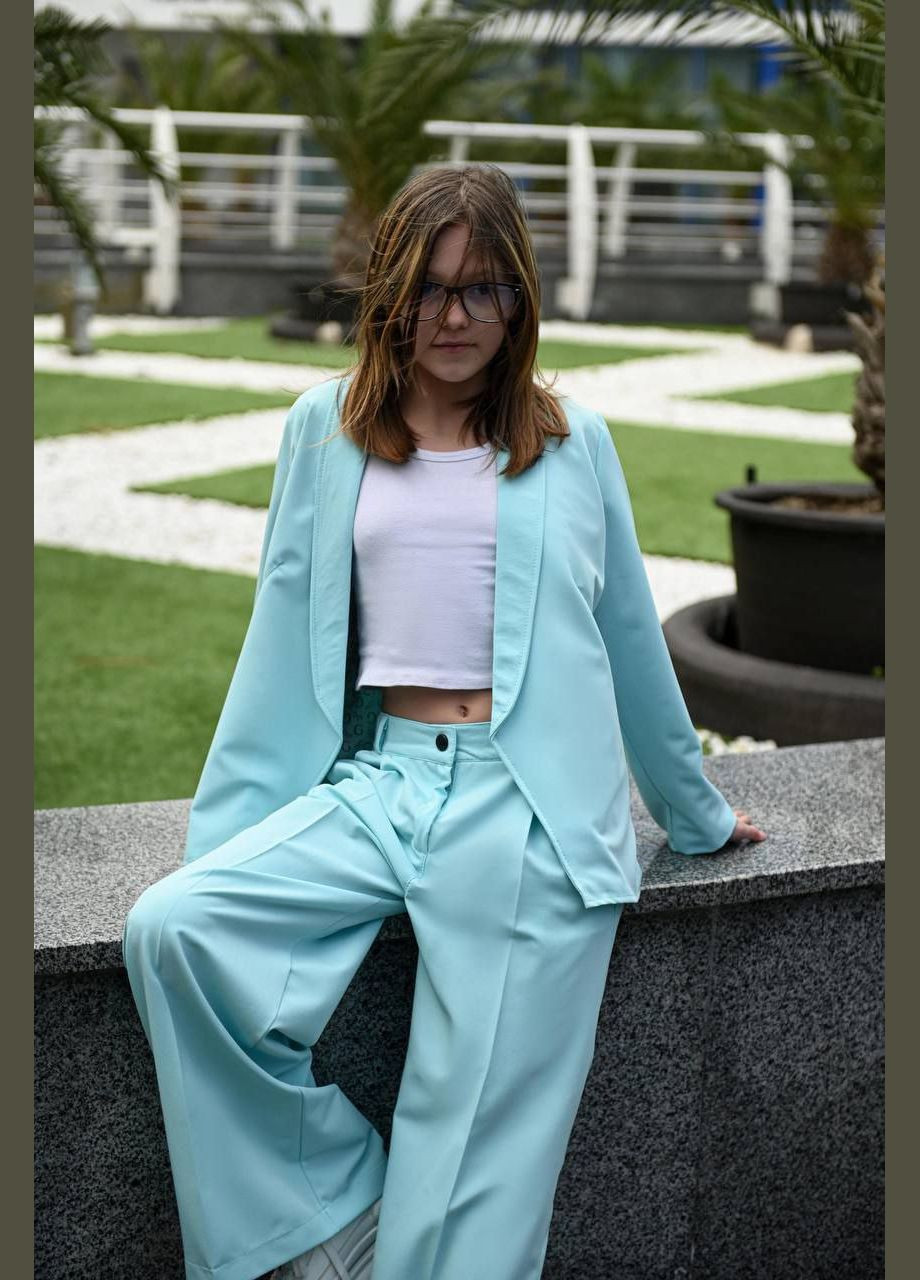 Зеленый летний костюм классический подростковый popluzhnaya