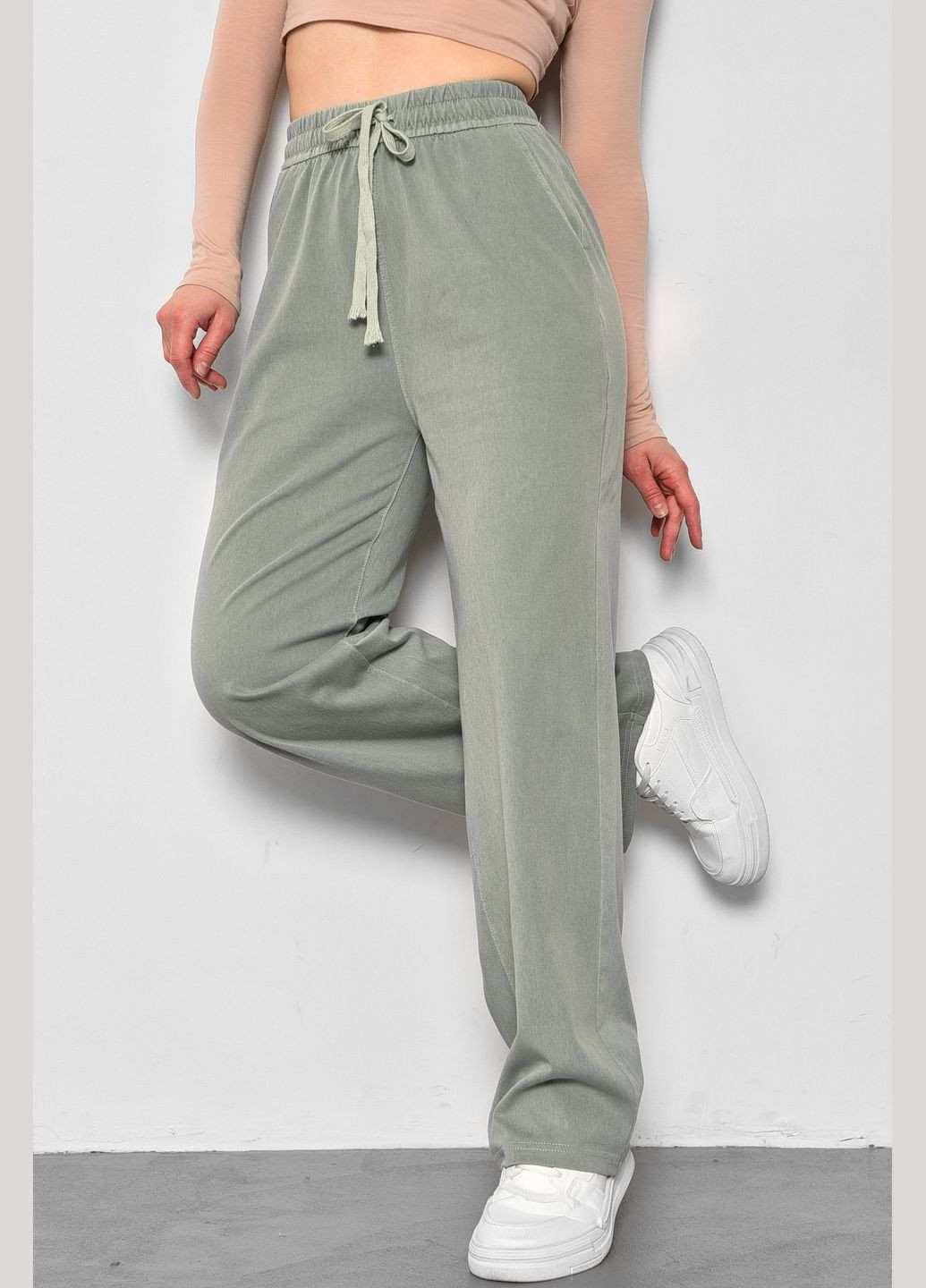 Штани жіночі розкльошені напівбатальні м'ятного кольору Let's Shop (286761538)