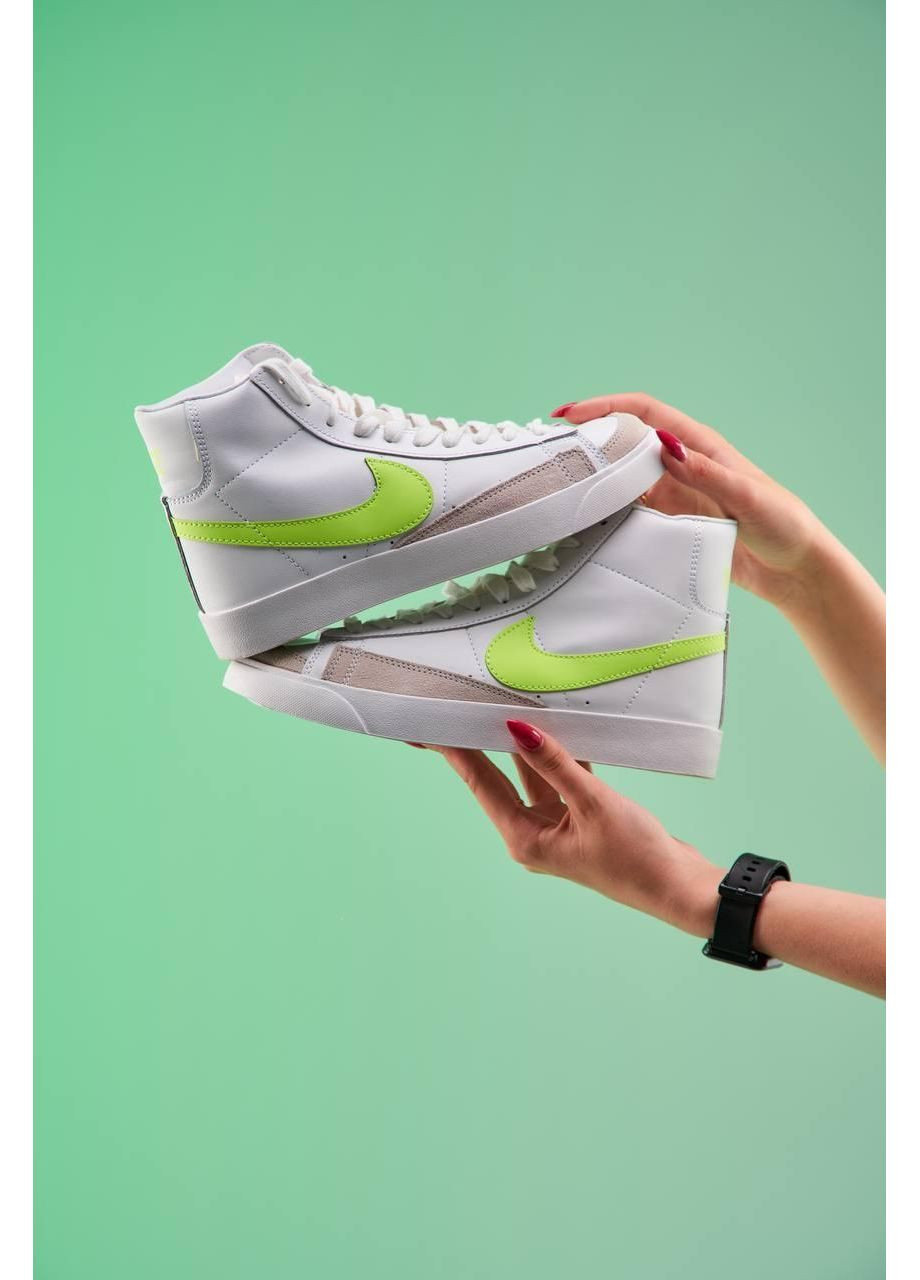 Сірі Осінні кросівки чоловічі nike blazer white «neon green logo» найк блейзер No Brand