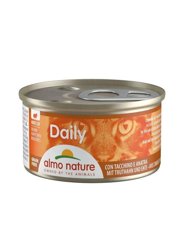 Консервированный корм Daily Cat Кусочки с индейкой и уткой в соусе для взрослых кошек 85 г (8001154124996) Almo Nature (276530744)