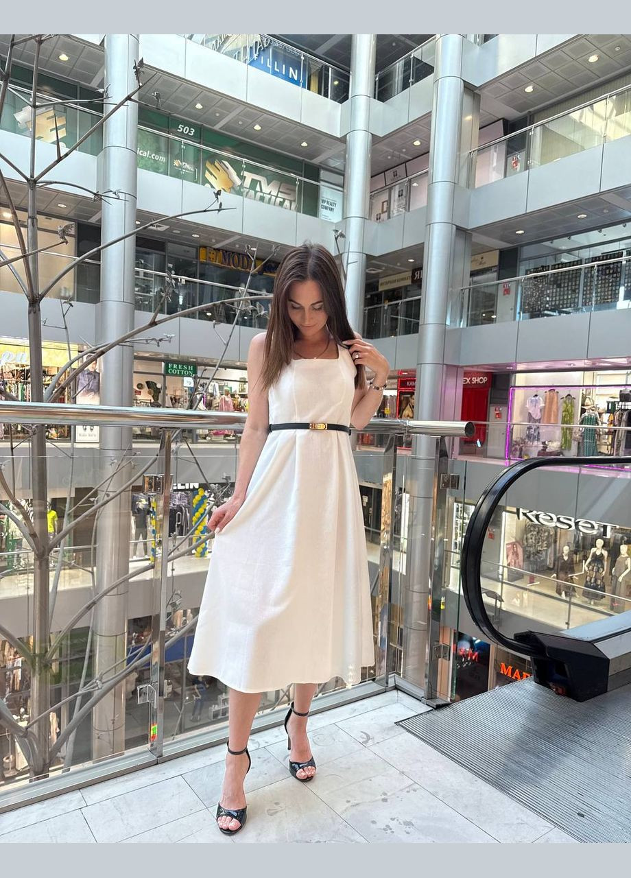 Молочное повседневный, кэжуал женское платье а-силуэт Style Point однотонное