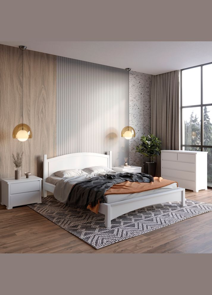 Двуспальная деревянная кровать Мангеттен Н (RAL9003) (MBG-3468) 180х200 см Mebigrand (368282838)