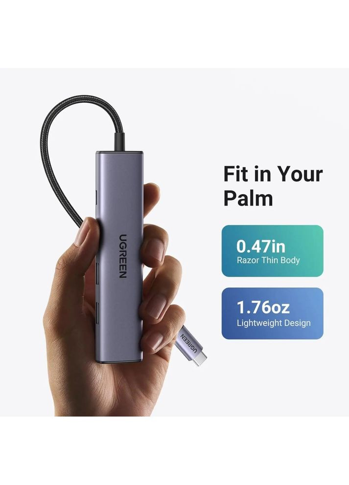 Док-станция USB3.0 Type-C --> HDMI/2xUSB 2.0/USB 3.0/ Type-C for charging,PD,100W CM478 Серая Ugreen (367854255)