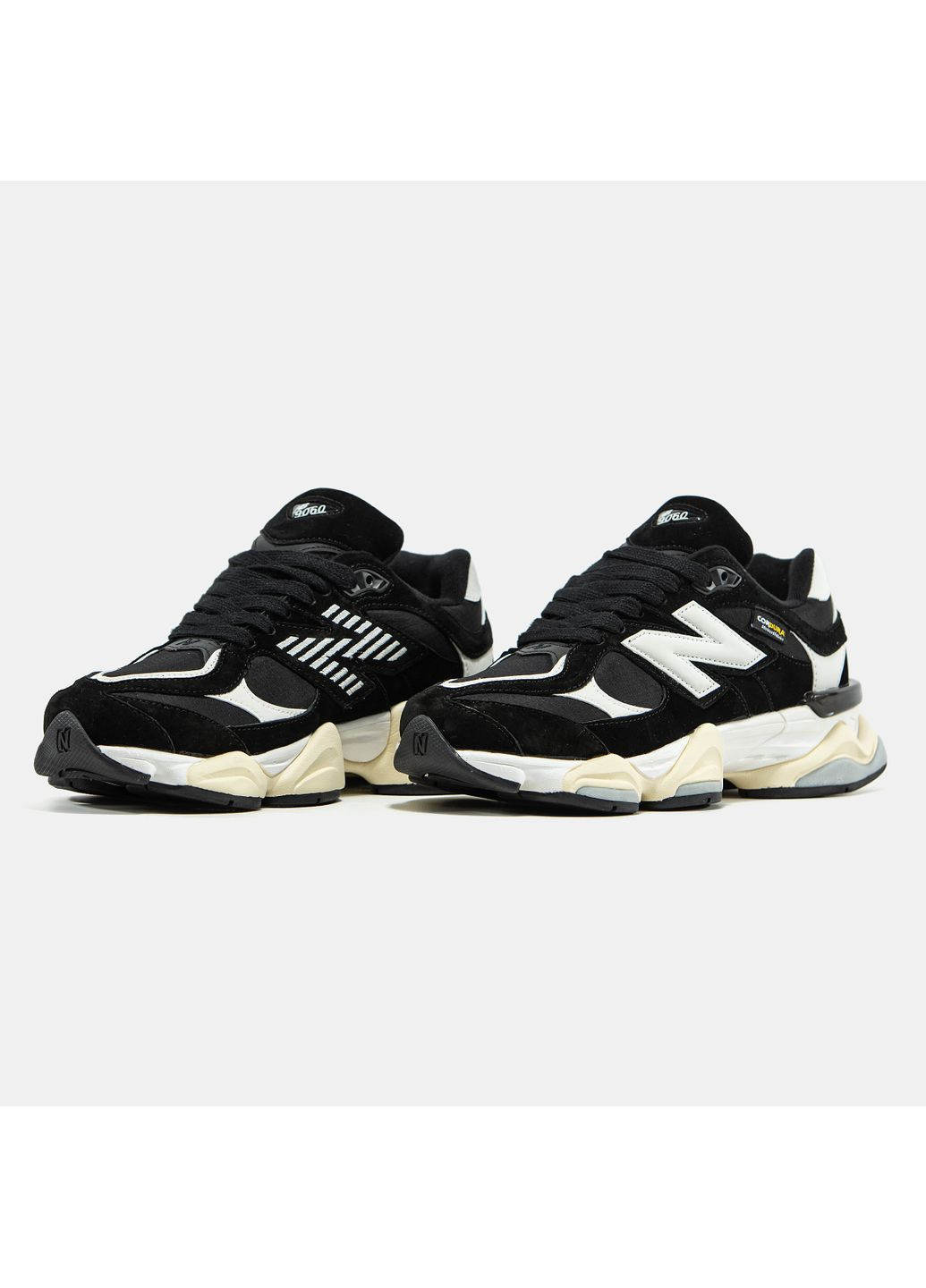 Черно-белые демисезонные кроссовки мужские new balance 9060 cordura black white | нью беланс 9060 черно-белые No Brand