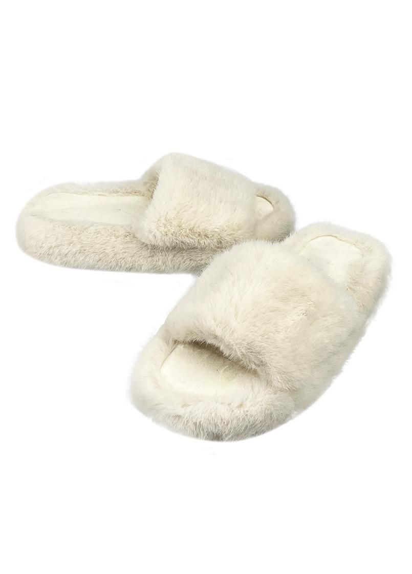 Жіночі домашні капці хутряні на платформі білі 8043-1 Jomix (301007387)