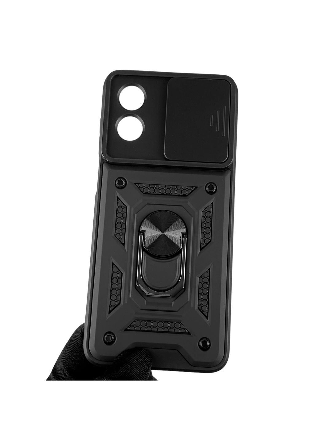 Чохол для G Play 4G (2024) броньований з кільцем зі шторкою на камеру на моторола г плей чорний rg1 Motorola (366023112)