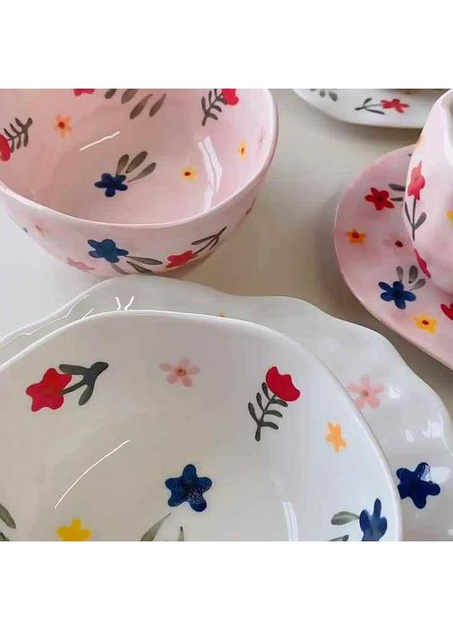 Компактный салатник тарелка с цветочками 300 мл отлично подходит для подачи салатов, закусок, десертов или фруктов. OSM (365549093)