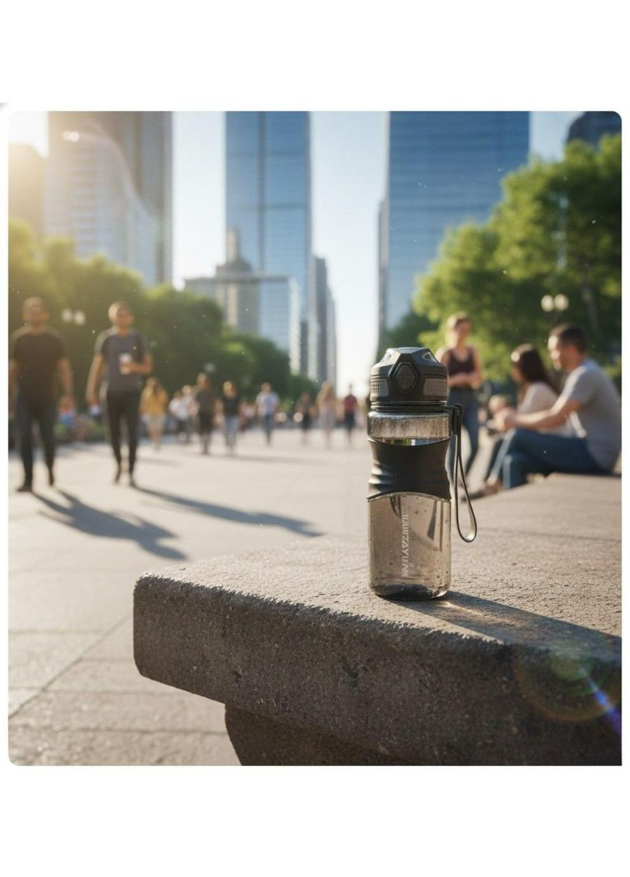 Черная экологичная тритановая бутылка KANGZYUAN 450 мл с защитой от протечек и стильным дизайном TKK (314709855)