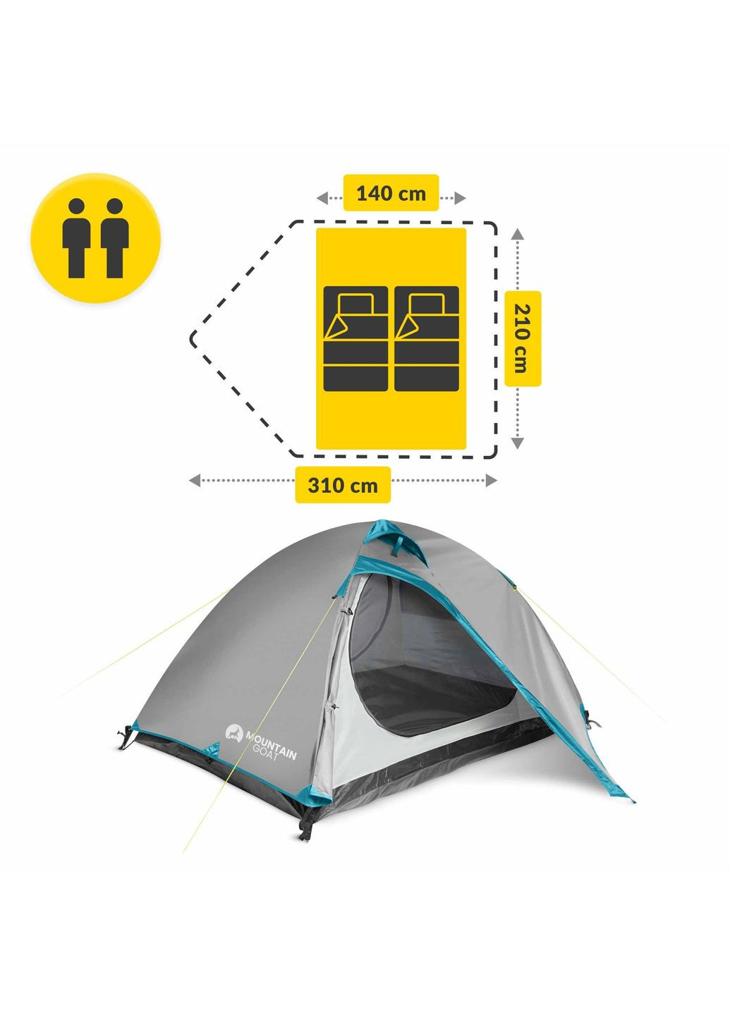 Намет двомісний туристичний Mountainдля двох P-5905973406550 Сірий Mountain (352475249)