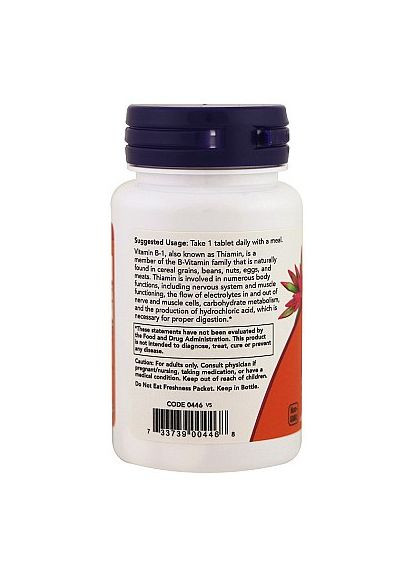 Витамин В1 "Тиамин", 100 мг Vitamin B1 Tiamin 100шт (789676-34921300) Now Foods (368615818)