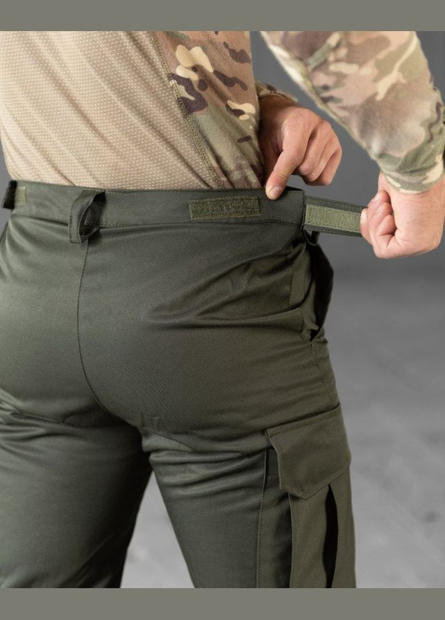 Оливковые зимние брюки No Brand