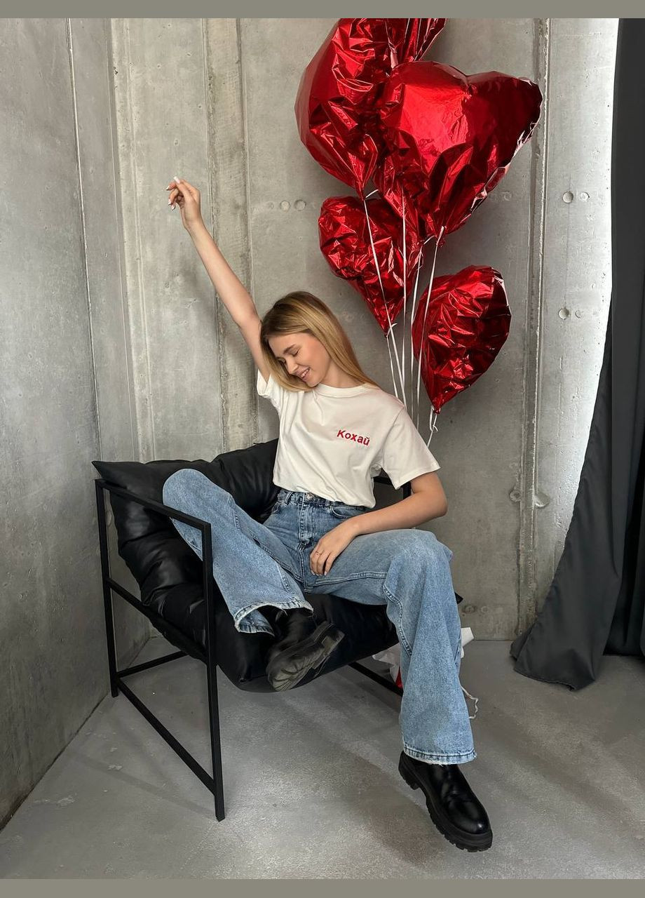 Бавовняна футболка зі стильною вишивкою "Кохай" Adelante - (316581874)