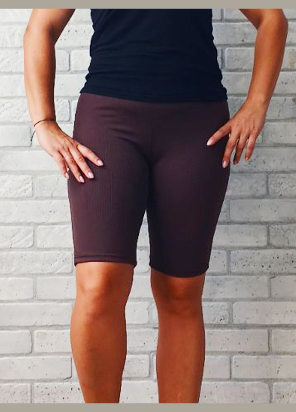 Жіночі треси - велосипедки в рубчик, короткі (чорний, кавовий, шоколад), рубчик No Brand (315338828)