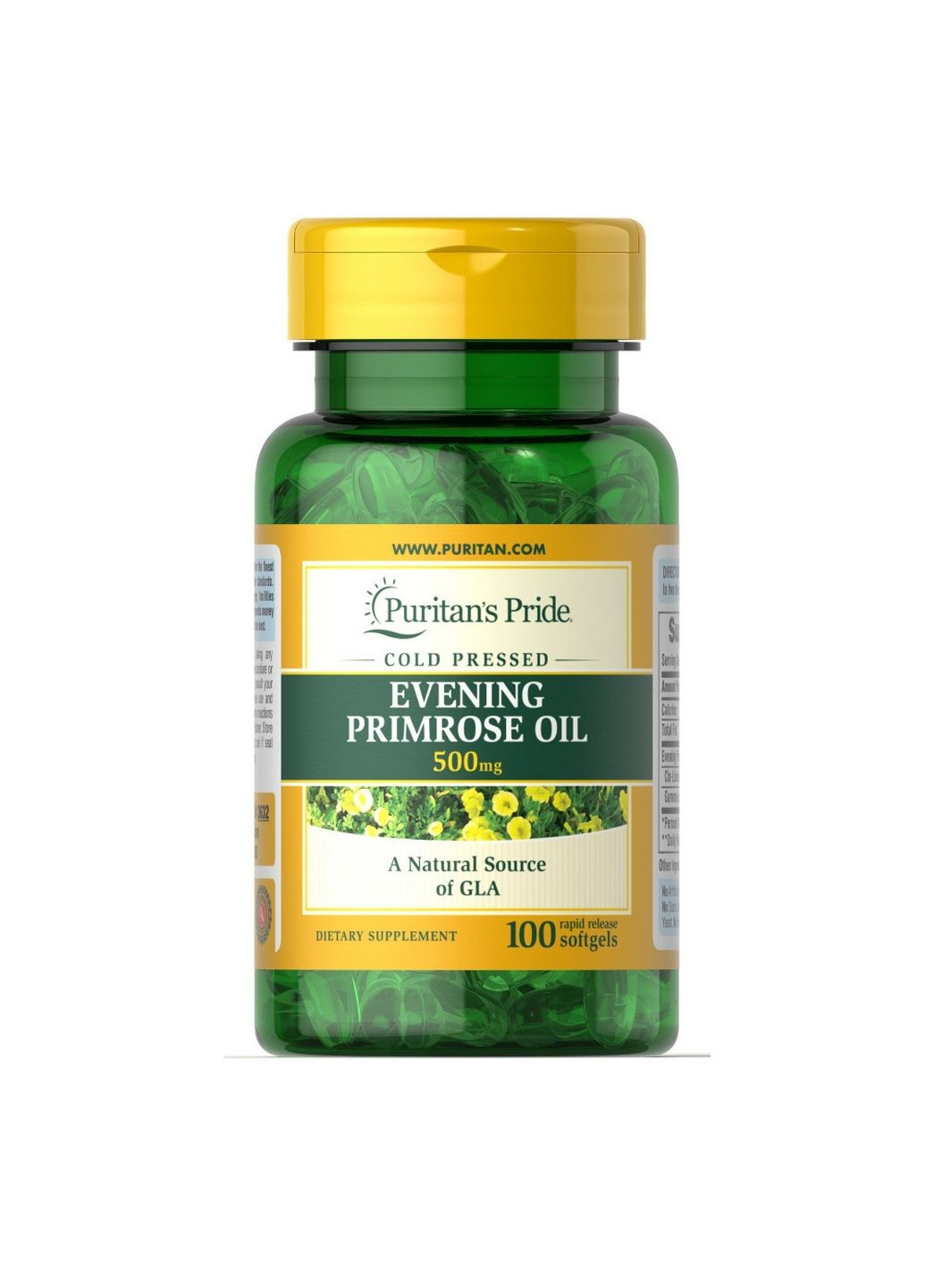 Жирні кислоти Evening Primrose Oil 500 mg, 100 капсул Puritans Pride (293477766)