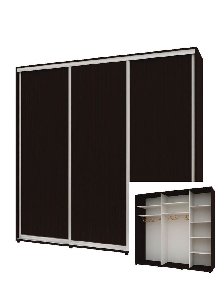 Шкаф-купе трехдверный Комфорт Мебель 230*60*210 см Венге 3 двери ДСП Стандарт Комфорт Меблі (360438595)