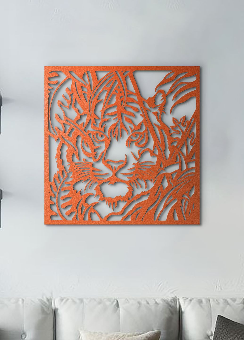 Інтер'єрна картина на стіну, дерев'яний декор для дому "Полювання тигра", декоративне панно 25х25 см Woodyard (292112699)