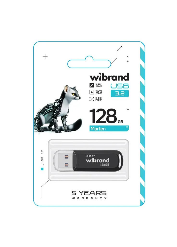 USB флэш-накопитель 128GB Marten Black USB 3.2 Gen 1 (USB 3.0) (WI3.2/MA128P10B) Wibrand (315720923)