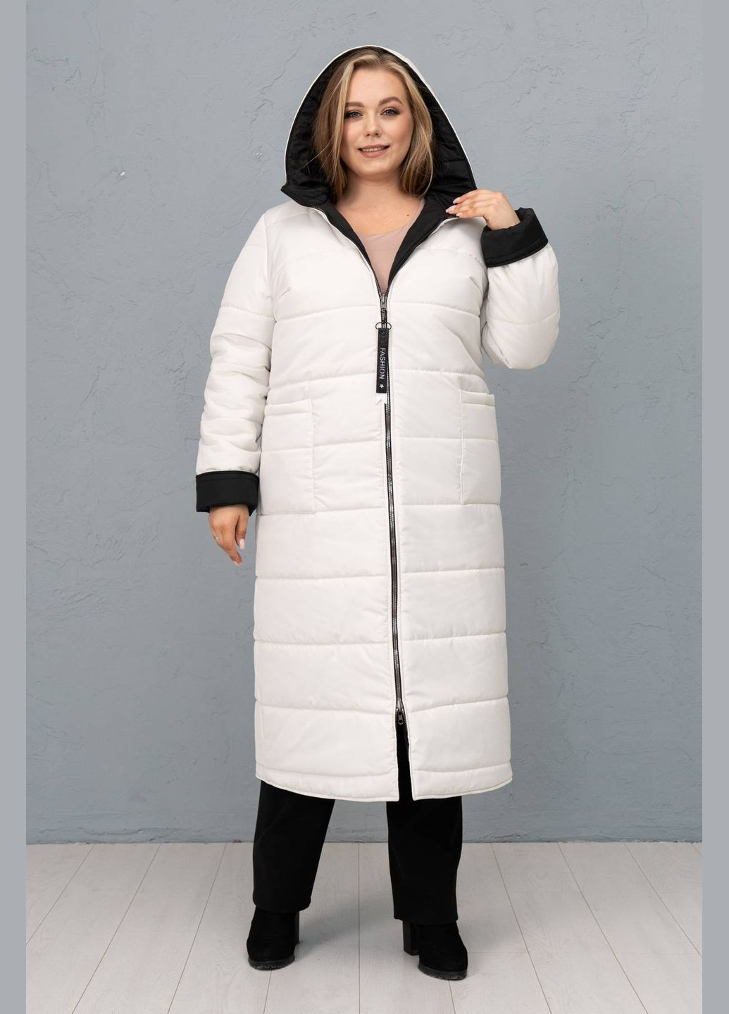 Белое демисезонное Двусторонее стеганное пальто ПОЛИ белое 58 Tatiana