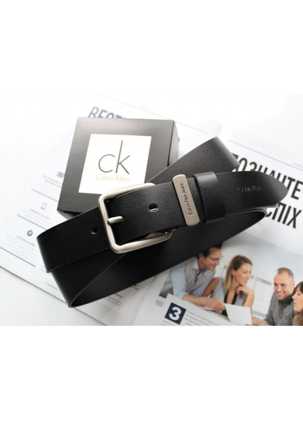 Кожаный мужской черный ремень No Brand (369132359)