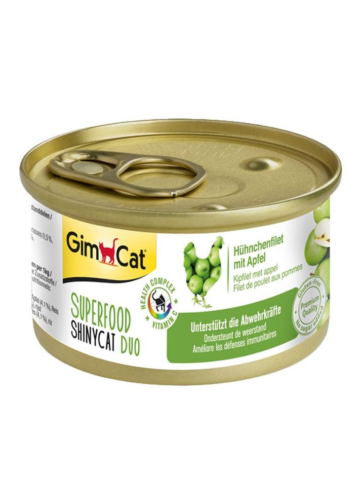 Влажный корм для кошек GimCat Superfood Shiny Cat Duo 70 г, с курицей и яблоком Gimpet (292114983)