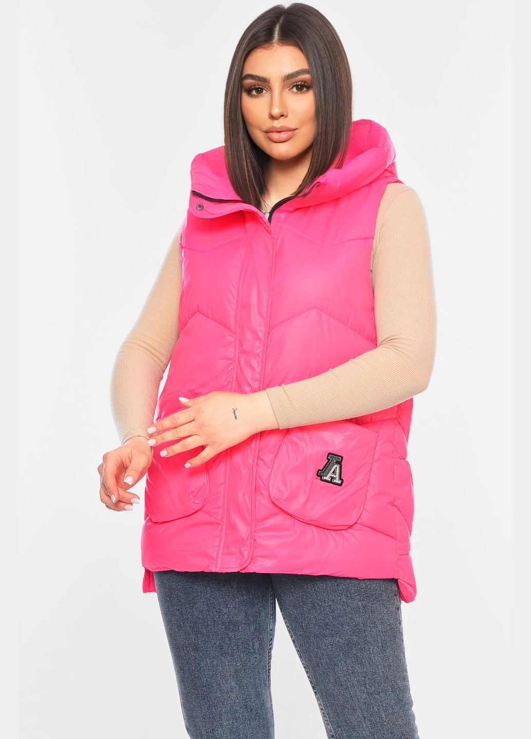 Жилетка жіноча малинового кольору Let's Shop (322765420)