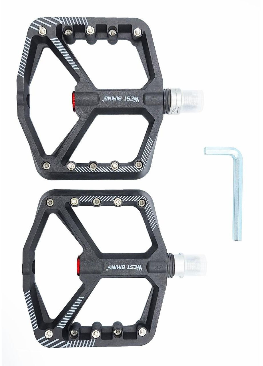 Велосипедні педалі алюмінієві West Bsking YP0802097 на промпідшипниках чорний (G0000967) West Biking (367189225)