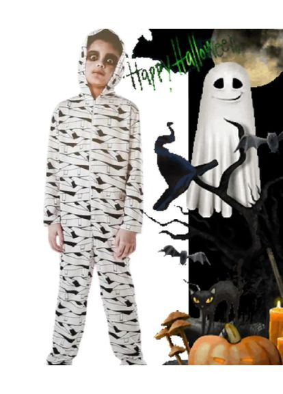 Костюм на Хэллоуин для мальчика Мумия S бело-черный Jannet Комбінезон (360920681)