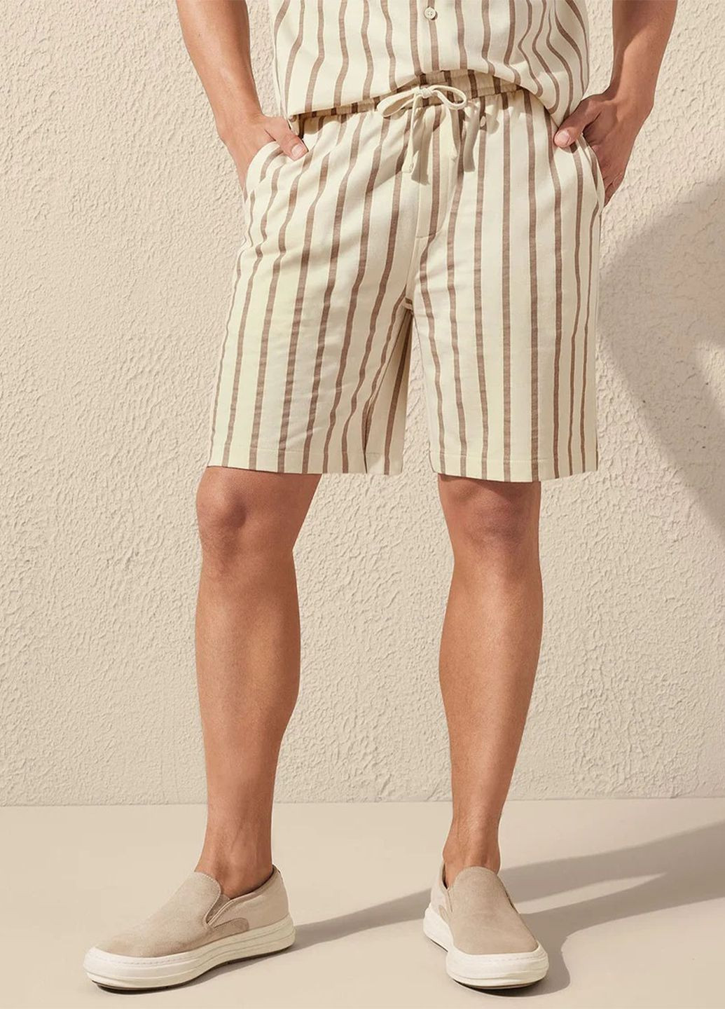 Мужские фактурные шорты бермуды в полоску Livergy (342713888)