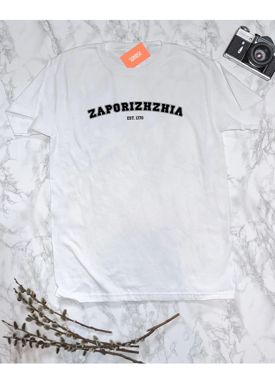 Белая футболка мужская "zaporizhzhia" s No Brand Футболка