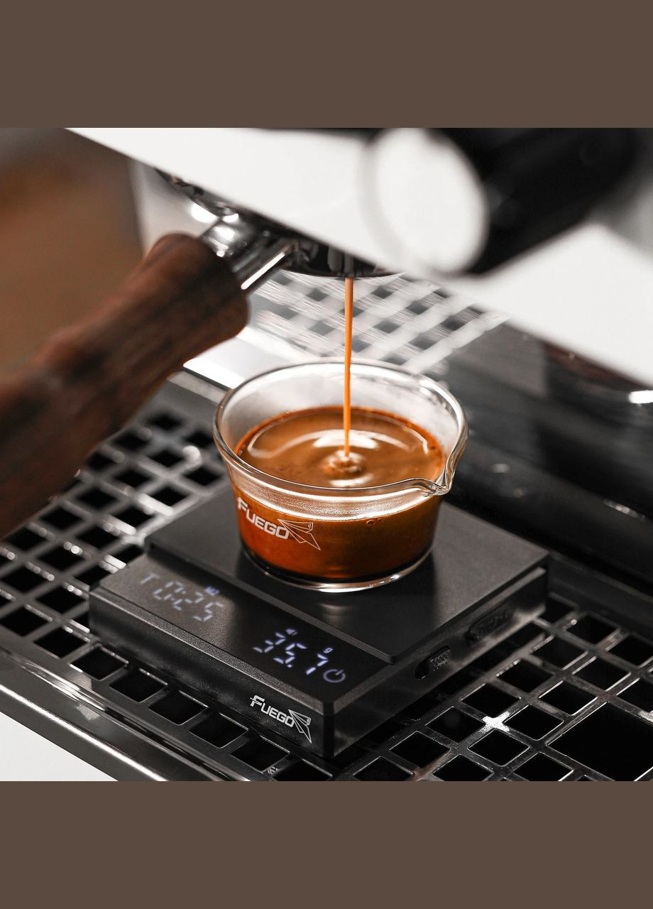 Ваги для кави з таймером Fuego Mini 0.1 г - 2 кг Black Акумуляторні ваги для еспресо No Brand (338436862)