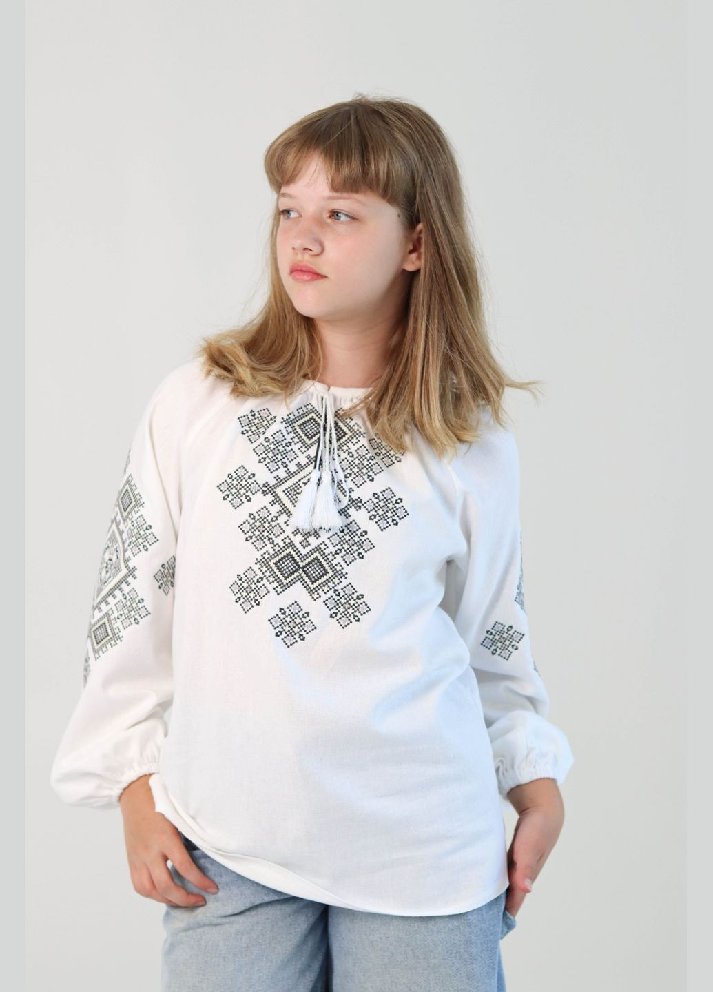 Белая детская вышиванка фаддея из льна и хлопка - традиционная украинская вышиванка Piccolo узор орнамент лен (340646735)
