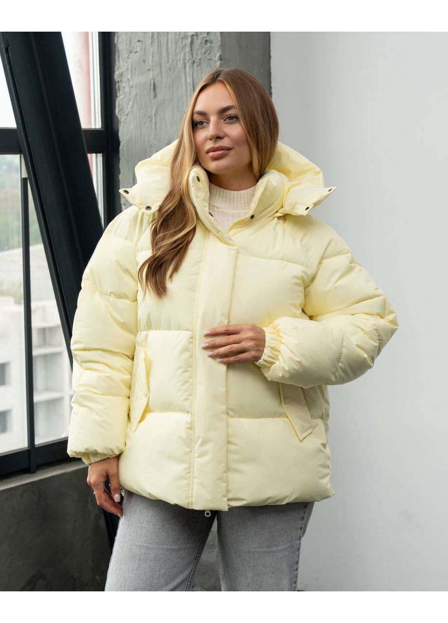 Світло-жовта зимня стильний і ультратеплий пуховик Україна