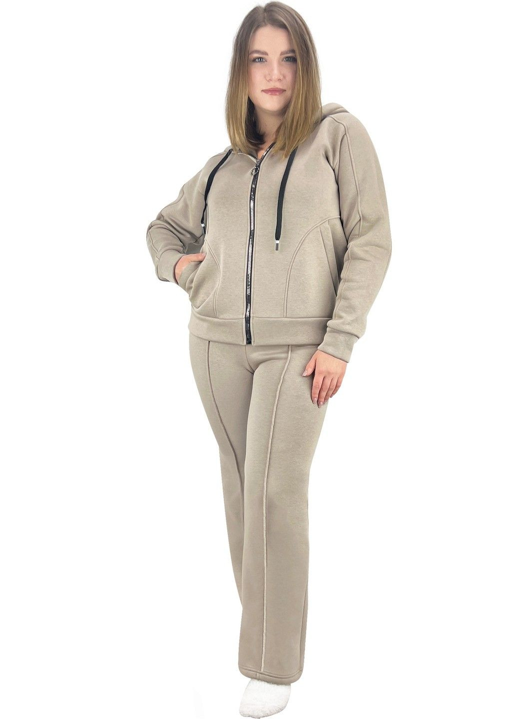 Костюм жіночий на блискавці тринитка з начосом Жемчужина стилей 1550 (316028967)