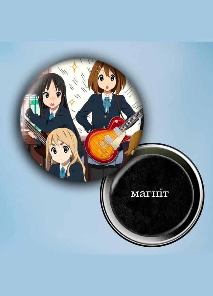 Фотомагніт (магніт на холодильник) Аніме Кей-Он #0010 56 мм чорний No Brand (309154357)