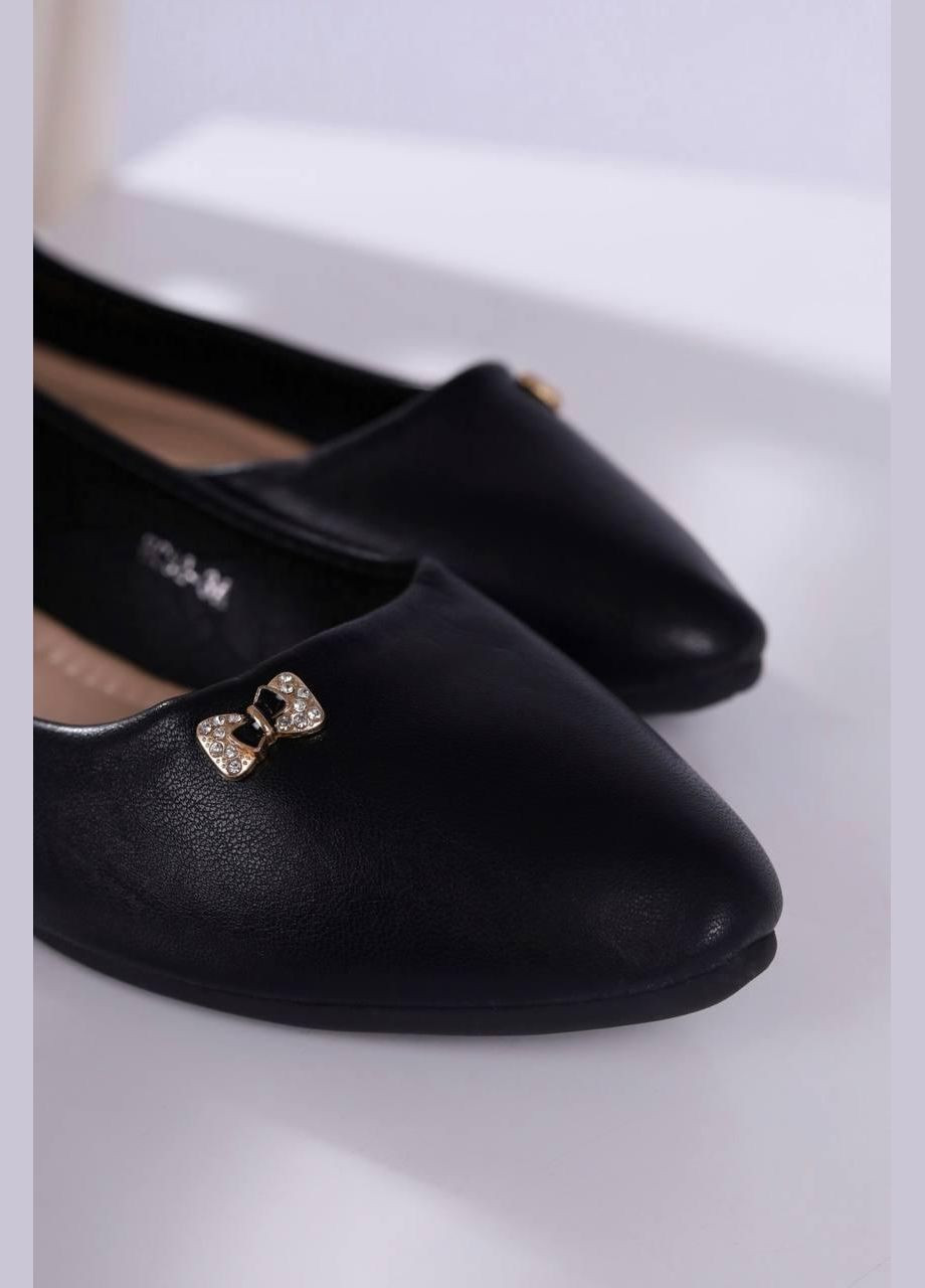 Женские балетки женские черного цвета | чёрные однотонные без декора искусственная кожа (327880840)