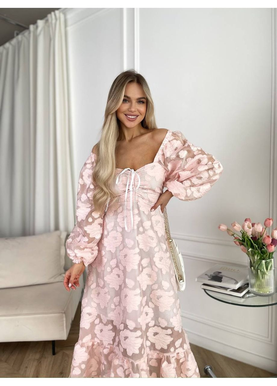 Пудрова святковий сукня Vione з квітковим принтом