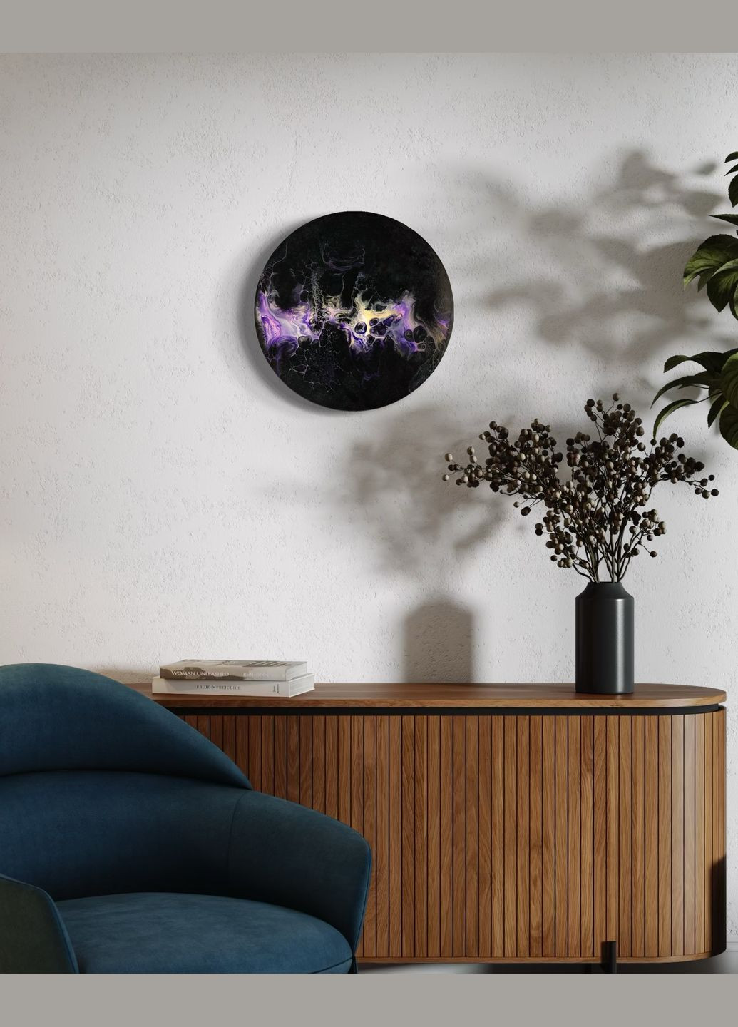 Подарочный набор для создания картины в технике абстрактной живописи жидкий акрил Палитра "Галактика". Круг 30 см Barva (315891029)