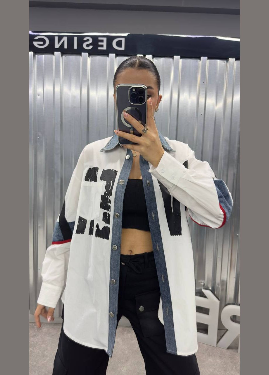 Белая рубашка No Brand с длинным рукавом