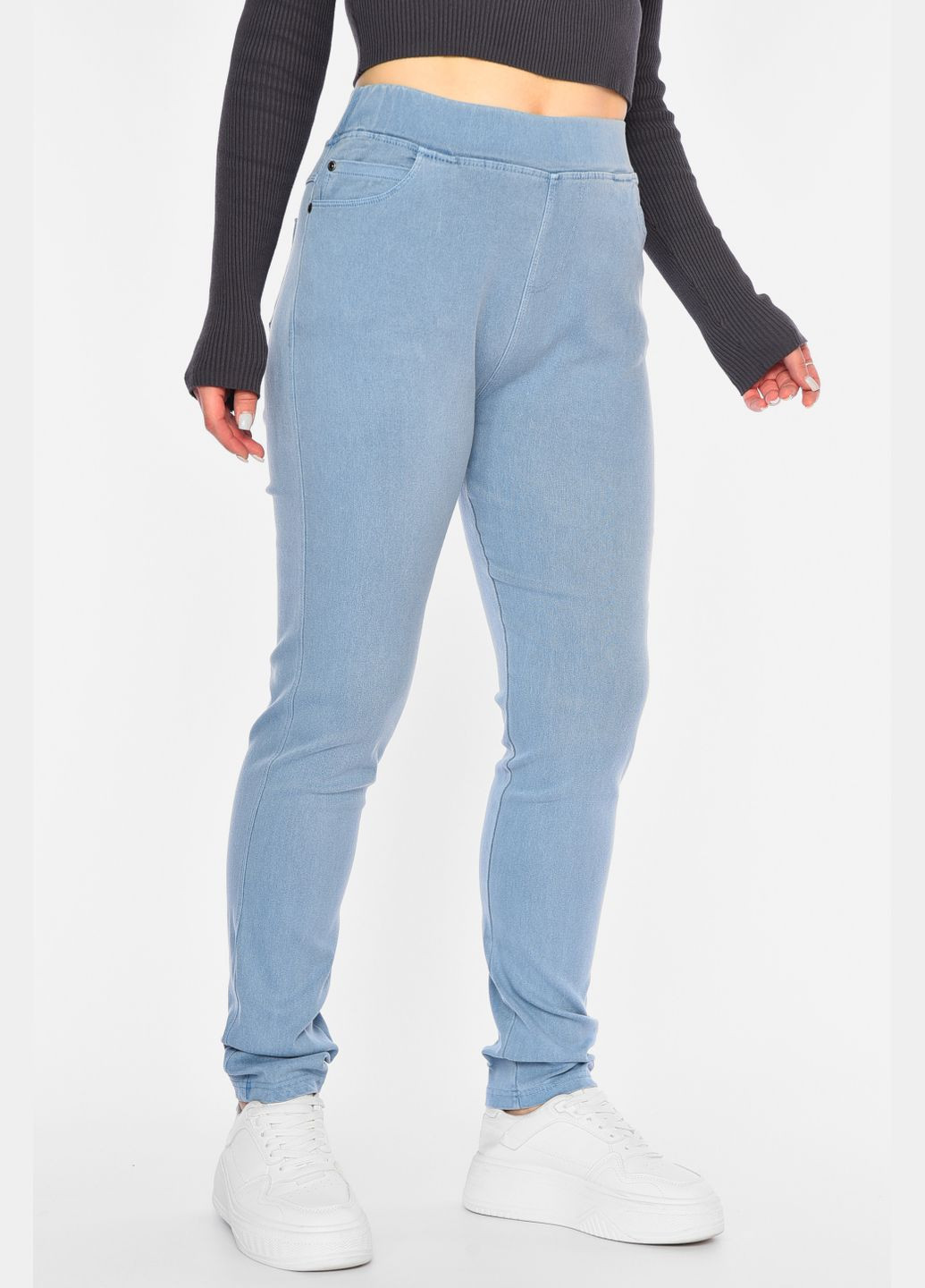 Джинси жіночі напівбатальні звужені блакитного кольору. Let's Shop - (311280708)