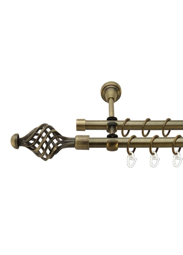 Карниз Арезо металлический двухрядный открытый гладкая труба Антик 16\16 мм 200 см (7318487) ORVIT (300797276)