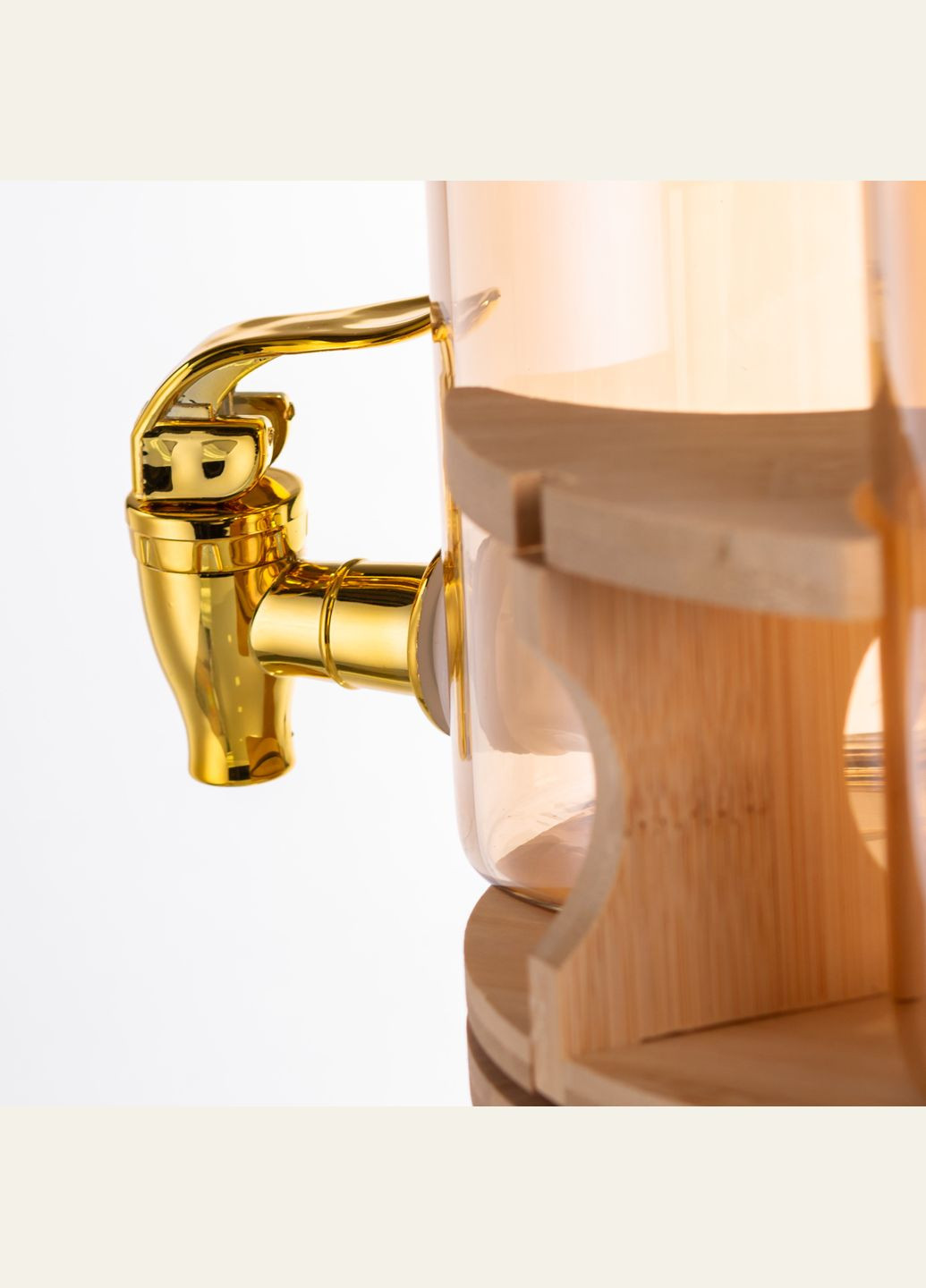 Диспенсер для напитков тройной Happy Life HP-34-28 5.5л на бамбуковой подставке No Brand (339672431)