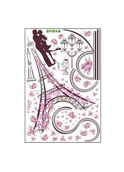 Наклейка на стену Влюбленные в Париже Эйфелева башня Paris (60 х 90см лист) Б104 No Brand (302678854)