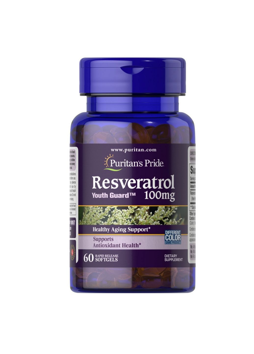 Натуральна добавка Resveratrol 100 mg, 60 капсул Puritans Pride (296469042)