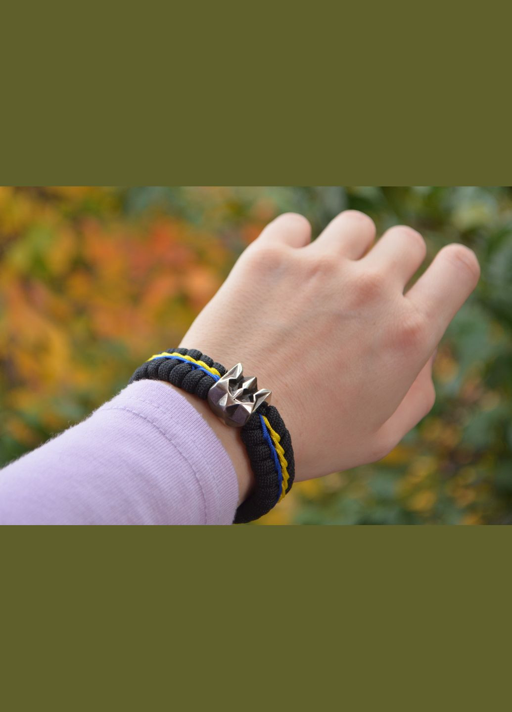 Браслет із паракорду Герб України латунь нейзильбер з обплетенням на фастексі + брелок у подарунок No Brand (341739036)